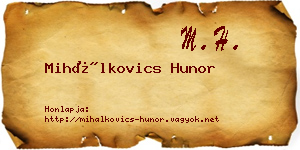 Mihálkovics Hunor névjegykártya
